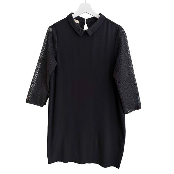 Sessun Vicky Dress Medium Black Collared Embroidered Preppy Goth Retro Mini - Picture 3 of 7